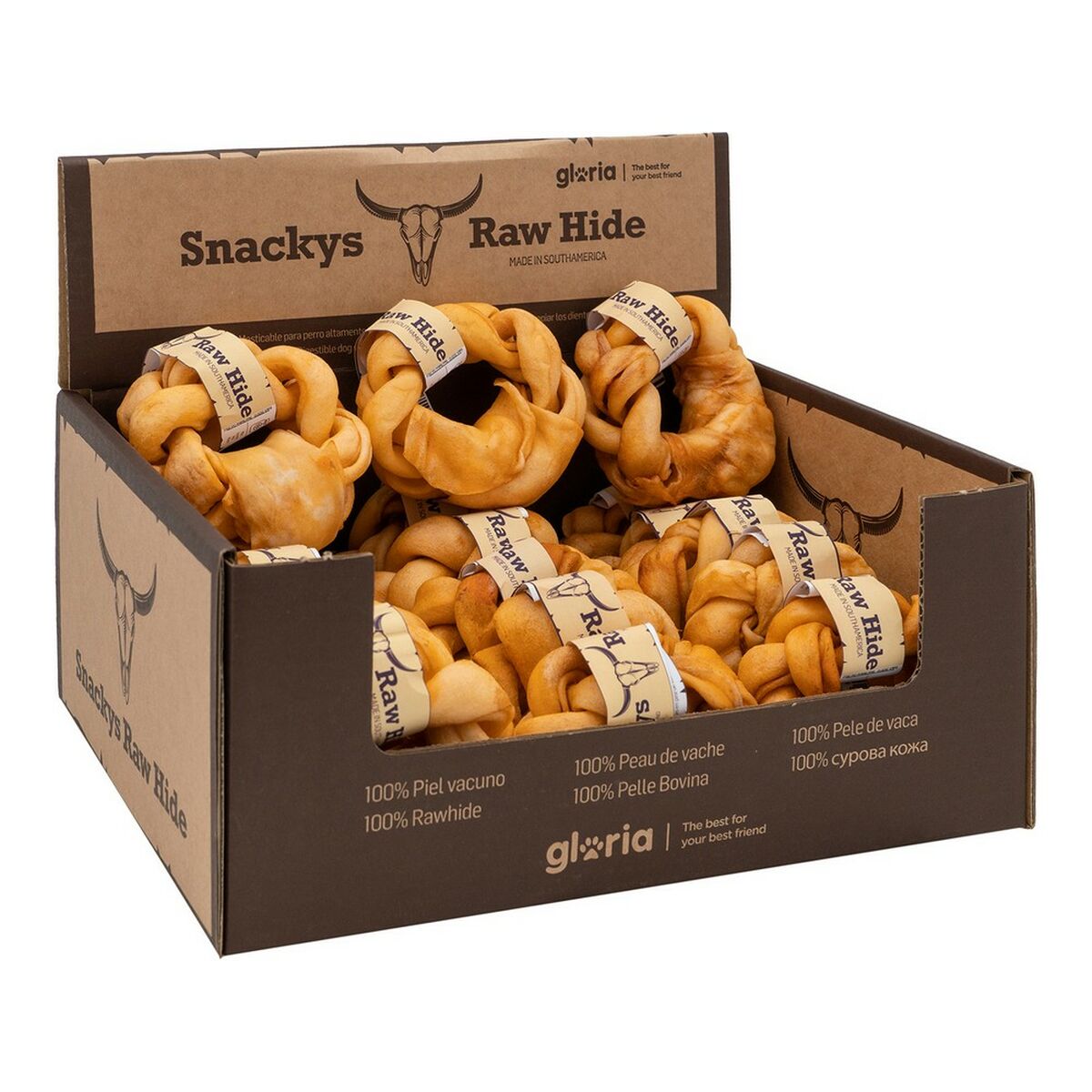 Hundesnack Gloria Snackys Rawhide Honig 12 cm Donut Flechten